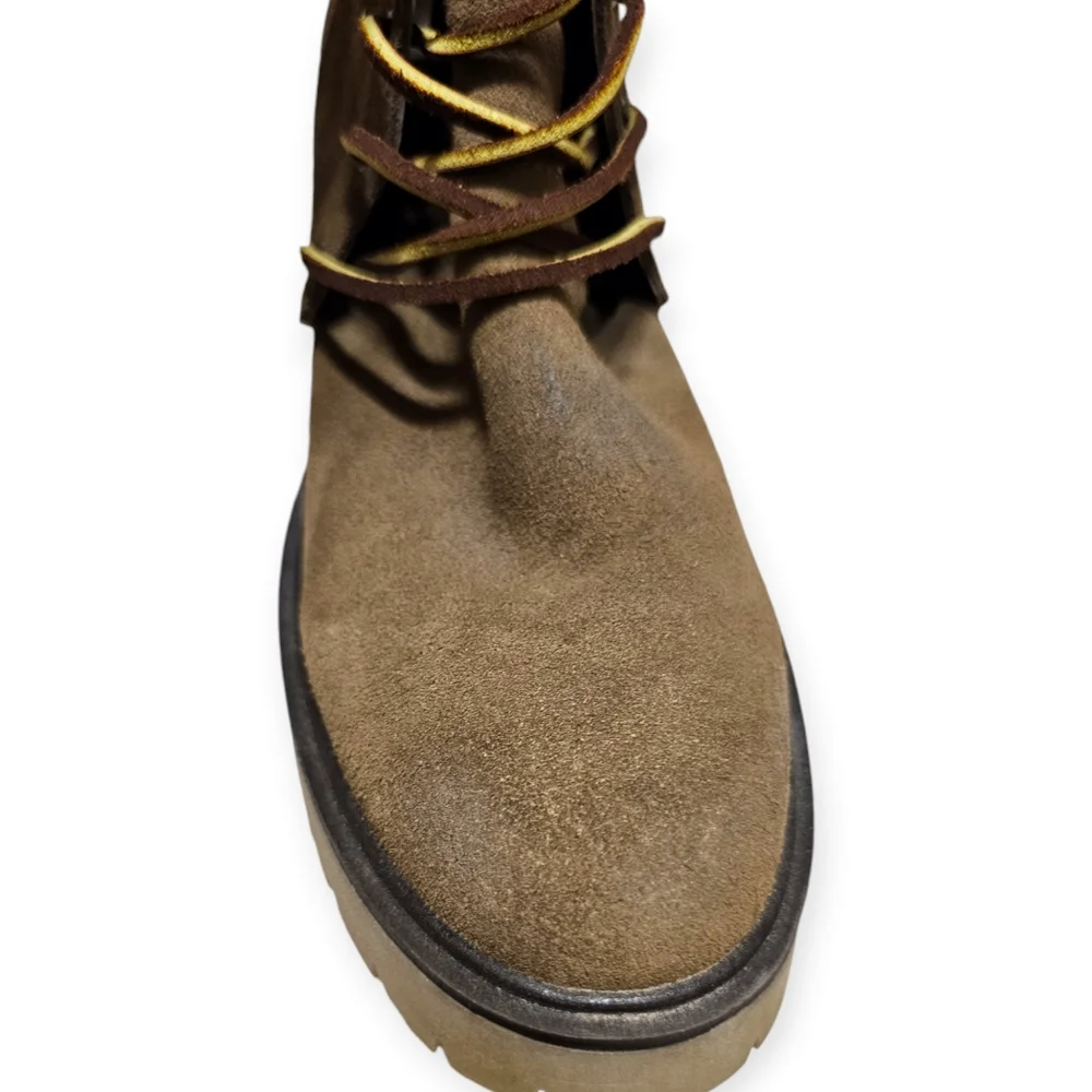 FREE PEOPLE Lace Up DYLAN Suede/Leather Chunky Heel Boot